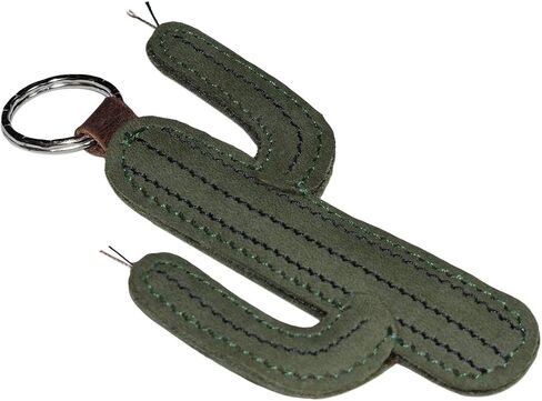 Hide & Drink, Cactus Desert Plant Keychain Handmade from Full Grain Leather - Peat Moss, Green, S in Saudi Arabia