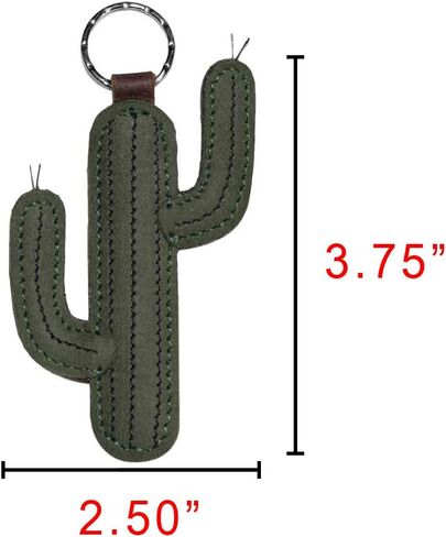 Hide & Drink, Cactus Desert Plant Keychain Handmade from Full Grain Leather - Peat Moss, Green, S in Saudi Arabia