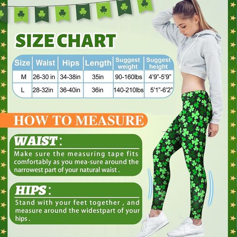 Janmercy 2 Pcs St. Patrick's Day Leggings High Waist Green Clover Leaves Leggings Irish Shamrock Tights Women Parties in Saudi Arabia