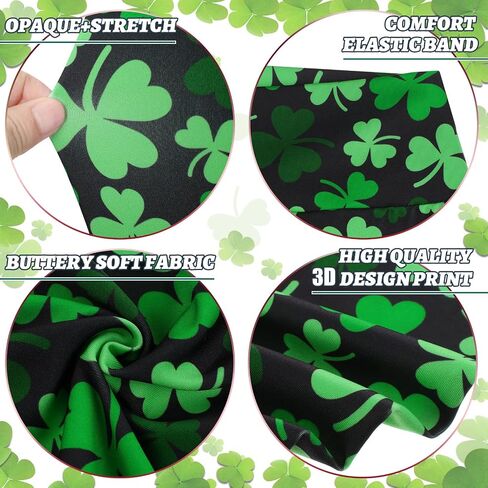 Janmercy 2 Pcs St. Patrick's Day Leggings High Waist Green Clover Leaves Leggings Irish Shamrock Tights Women Parties in Saudi Arabia