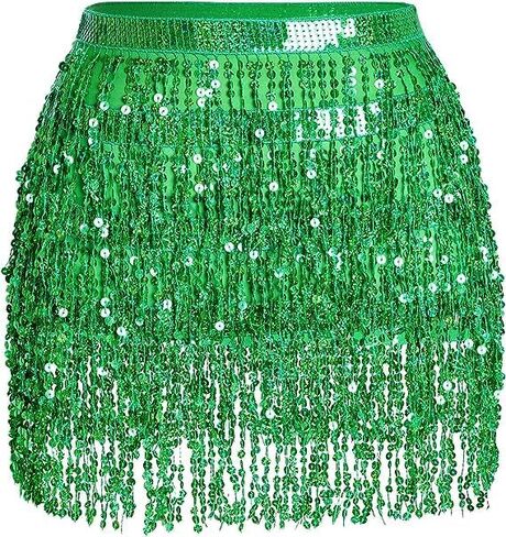 Sequin Belly Dance Hip Scarf Women Girls Sparkly Carnival Festival Party Costumes Outfit Space Cowgirl in Saudi Arabia
