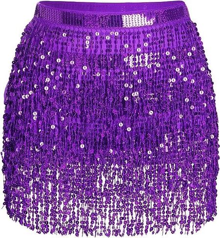 Sequin Belly Dance Hip Scarf Women Girls Sparkly Carnival Festival Party Costumes Outfit Space Cowgirl in Saudi Arabia