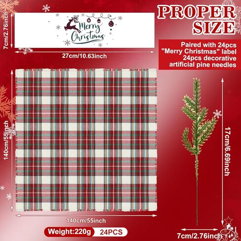 24 عبوة من شال الباشمينا للكريسماس هدايا الحفلات بالجملة مع غلاف عيد ميلاد سعيد وفروع صنوبر صناعية للعطلات in Kuwait