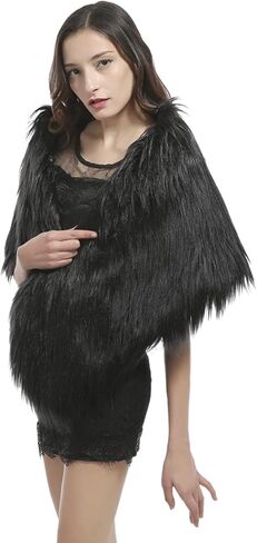 Women's Faux Fur Scarf Wrap Neck Warmer Shrug Poncho Wedding Party Bridal Stole Winter Bridesmaid Cape Shawl Wrap Cover Coat in Saudi Arabia