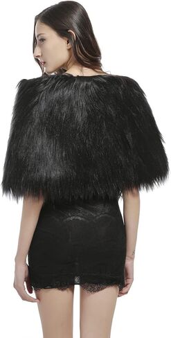 Women's Faux Fur Scarf Wrap Neck Warmer Shrug Poncho Wedding Party Bridal Stole Winter Bridesmaid Cape Shawl Wrap Cover Coat in Saudi Arabia