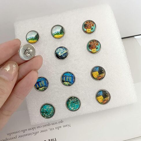 6 Pairs Van Gogh Painting Glass Ball Earrings Van Gogh Starry Sky Starry Night Sunflower Oil Painting Stud Earring Set for Women Girl in Saudi Arabia
