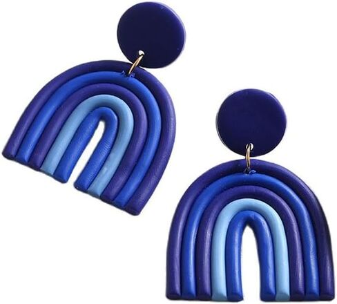 خمر بوهو الملونة السيراميك بوليمر كلاي حلقة وأقراط حلوة جميلة الحلوى اليدوية قوس قزح قلادة إسقاط أقراط للنساء مجوهرات للبنات in Kuwait