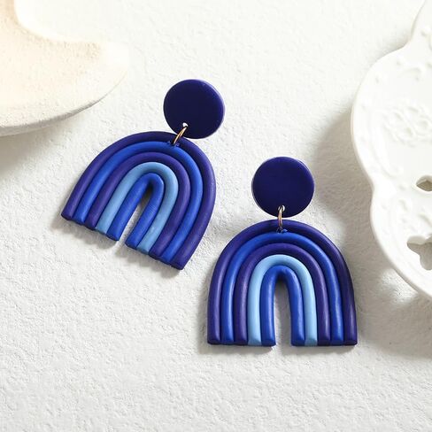 خمر بوهو الملونة السيراميك بوليمر كلاي حلقة وأقراط حلوة جميلة الحلوى اليدوية قوس قزح قلادة إسقاط أقراط للنساء مجوهرات للبنات in Kuwait