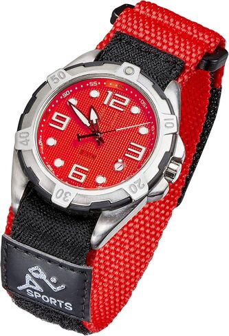 ALPINE Sporty Padded Nylon Fabric watch band - 16, 20, 22 mm (20MM, RED/BLACK) in Saudi Arabia