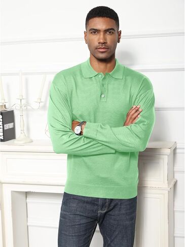 رجل عادية كم طويل قمصان بولو متماسكة الكلاسيكية قمصان غولف البلوزات الحرارية Rrgular بياقة تي شيرت بلايز عادي in Kuwait