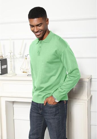 رجل عادية كم طويل قمصان بولو متماسكة الكلاسيكية قمصان غولف البلوزات الحرارية Rrgular بياقة تي شيرت بلايز عادي in Kuwait