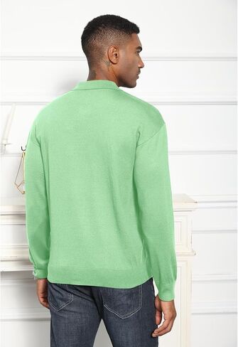 رجل عادية كم طويل قمصان بولو متماسكة الكلاسيكية قمصان غولف البلوزات الحرارية Rrgular بياقة تي شيرت بلايز عادي in Kuwait