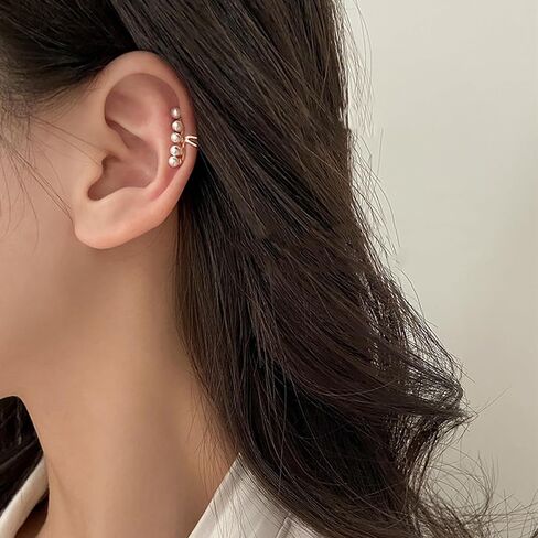 Pearl Ear Cuff for Women Trendy Ear Cuffs Earrings Non Piercing Pearl Cartilage Cuff Jewelry Gift for Teen Girls in Saudi Arabia