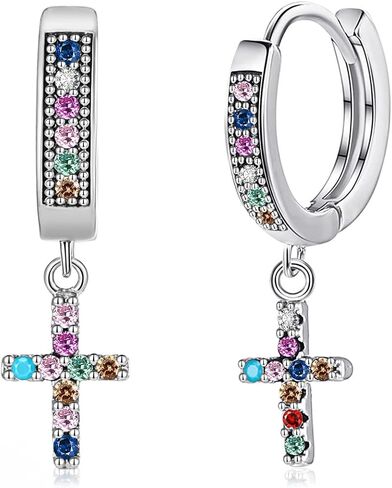 أقراط متقاطعة مطلية عيار 18 قيراط للنساء والرجال أقراط متقاطعة متدلية على شكل قلب سبايك متقاطع أقراط هوجي الأولية الحد الأدنى من المجوهرات للنساء والفتيات in Kuwait