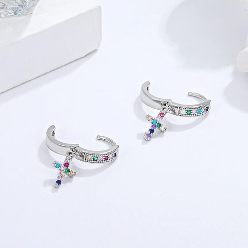 أقراط متقاطعة مطلية عيار 18 قيراط للنساء والرجال أقراط متقاطعة متدلية على شكل قلب سبايك متقاطع أقراط هوجي الأولية الحد الأدنى من المجوهرات للنساء والفتيات in Kuwait