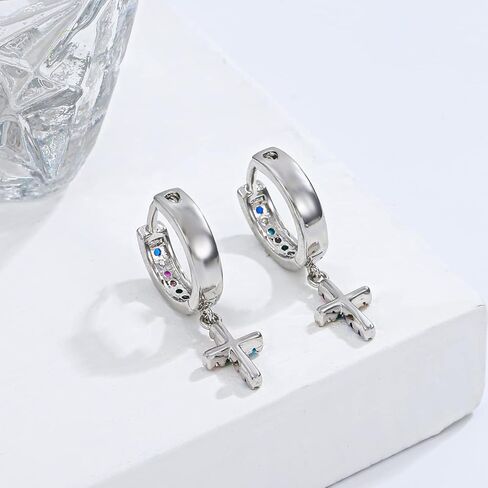 أقراط متقاطعة مطلية عيار 18 قيراط للنساء والرجال أقراط متقاطعة متدلية على شكل قلب سبايك متقاطع أقراط هوجي الأولية الحد الأدنى من المجوهرات للنساء والفتيات in Kuwait