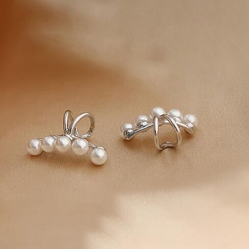 Pearl Ear Cuff for Women Trendy Ear Cuffs Earrings Non Piercing Pearl Cartilage Cuff Jewelry Gift for Teen Girls in Saudi Arabia