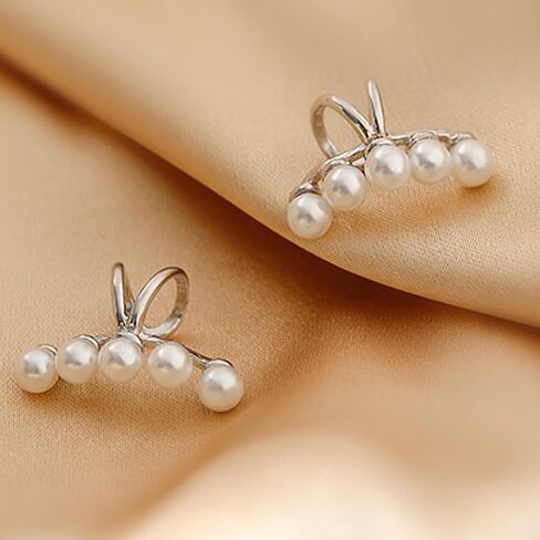 Pearl Ear Cuff for Women Trendy Ear Cuffs Earrings Non Piercing Pearl Cartilage Cuff Jewelry Gift for Teen Girls in Saudi Arabia