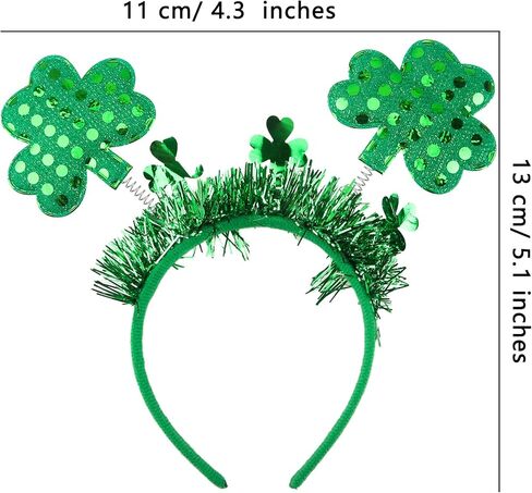 10 قطع من عصابات الرأس القديس باتريك شامروك أخضر شامروك هيد بوبرز عيد القديس باتريك من ترونيسترو، عصابة رأس احتفالية لعيد القديس باتريك لتزيين زي الحفلات الإيرلندية in Kuwait