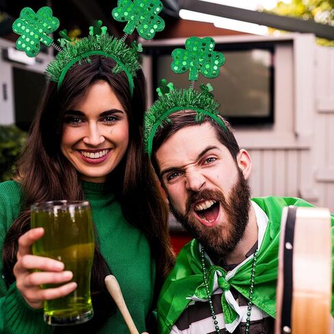 10 قطع من عصابات الرأس القديس باتريك شامروك أخضر شامروك هيد بوبرز عيد القديس باتريك من ترونيسترو، عصابة رأس احتفالية لعيد القديس باتريك لتزيين زي الحفلات الإيرلندية in Kuwait