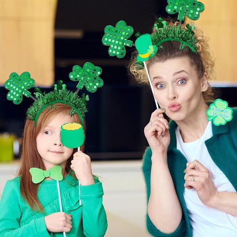 10 قطع من عصابات الرأس القديس باتريك شامروك أخضر شامروك هيد بوبرز عيد القديس باتريك من ترونيسترو، عصابة رأس احتفالية لعيد القديس باتريك لتزيين زي الحفلات الإيرلندية in Kuwait