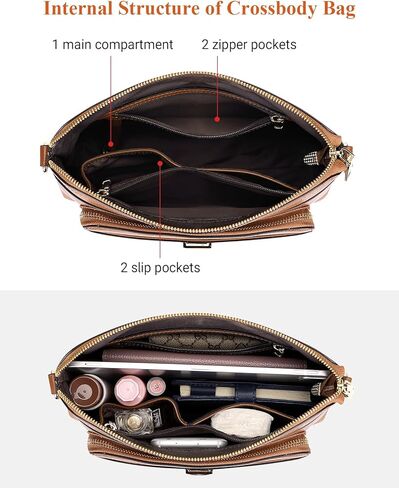 اوفر ايرث شنطة كروس من الجلد الطبيعي للنساء والسيدات، شنطة كروس من الجلد الطبيعي مع جيب للبطاقات in Kuwait