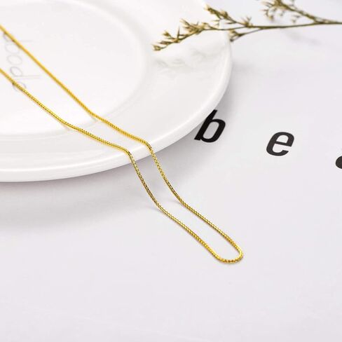 SISGEM 10K Yellow Gold Solid Gold Box Link Chain for Necklace 0.6mm Box Chain with Lobster Claw Clasp Fine Jewelry Gift for Women in Saudi Arabia