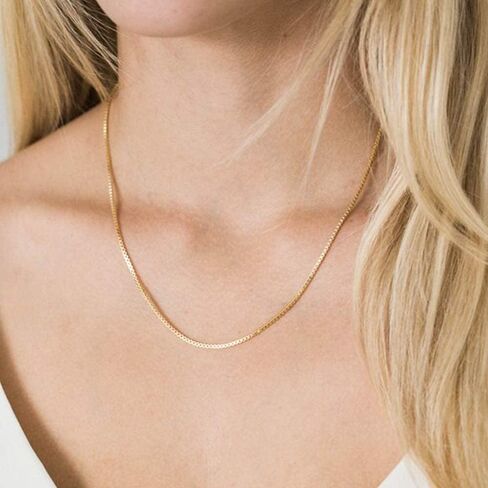 SISGEM 10K Yellow Gold Solid Gold Box Link Chain for Necklace 0.6mm Box Chain with Lobster Claw Clasp Fine Jewelry Gift for Women in Saudi Arabia