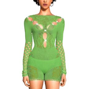 EHSUYAB Punk Romper، ملابس رقص مثيرة بأحجار الراين، زي نادي الحفلات المجوف in Kuwait