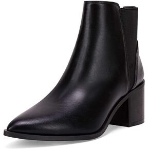 Coutgo Womens Pointed Toe Ankle Boots Elastic Chunky Block Stacked Mid Heel Slip On Chelsea Booties in Kuwait