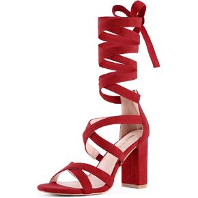 Shoe'N Tale ذو كعب عالٍ برباط وربطة عنق وكتلة مكتنزة وكعب مستدير عند الأصابع للنساء صنادل مريحة بكعب أنيق in Kuwait
