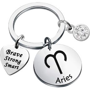 bobauna 12 Zodiac Constellation Disc Keychain Birthstone Horoscope Jewelry Astrology Gift For Family Friend in Kuwait