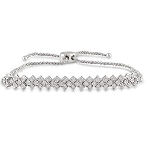 سوار بولو من DiamondMuse 0.20 قيراط من الذهب الأبيض فوق الفضة الاسترليني والماس للنساء in Kuwait