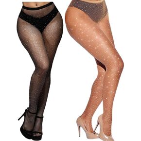 Fairydreamy Women's Sexy Crystal Rhinestone Pantyhose Tights Fishnet Stockings Bling Hosiery