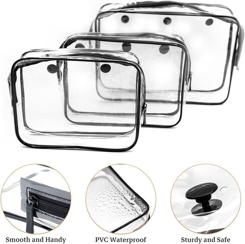 3-Pack Clear Beach Tote Bag for Bogg Bag Accessories, Transparent Zipper Insert Bags for Organizing, Travel, and Storage,come with Insert Keychain Holder, White in Kuwait