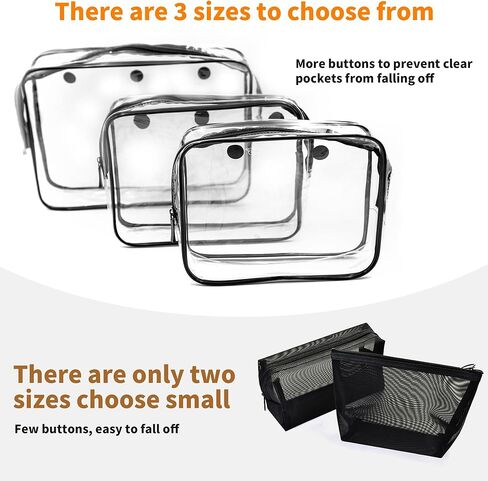 3-Pack Clear Beach Tote Bag for Bogg Bag Accessories, Transparent Zipper Insert Bags for Organizing, Travel, and Storage,come with Insert Keychain Holder, White in Kuwait