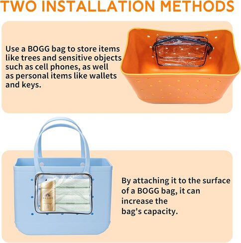 3-Pack Clear Beach Tote Bag for Bogg Bag Accessories, Transparent Zipper Insert Bags for Organizing, Travel, and Storage,come with Insert Keychain Holder, White in Kuwait