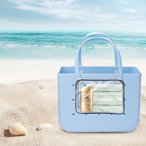 3-Pack Clear Beach Tote Bag for Bogg Bag Accessories, Transparent Zipper Insert Bags for Organizing, Travel, and Storage,come with Insert Keychain Holder, White in Kuwait