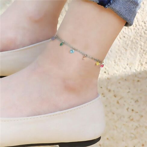 366DAYS Ankle Bracelet for Women Stainless Steel  Chain Beach Anklet Bracelet Adjustable Jewelry in Kuwait