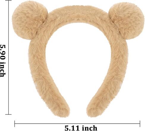 Bear Ears Plush Headbands for Women and Girls - Cute Animal Costume Party Accessories, Skincare Makeup Headbands, Brown in Kuwait