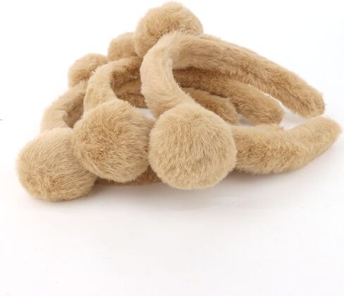 Bear Ears Plush Headbands for Women and Girls - Cute Animal Costume Party Accessories, Skincare Makeup Headbands, Brown in Kuwait
