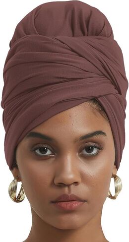 corciova Long Soft Head Wrap Turban Headband for Black Women Two Way Stretch Fashion African Head Covering Jersey Hijab Scarf in Kuwait
