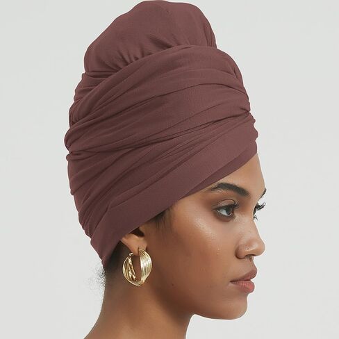 corciova Long Soft Head Wrap Turban Headband for Black Women Two Way Stretch Fashion African Head Covering Jersey Hijab Scarf in Kuwait