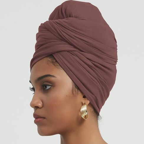 corciova Long Soft Head Wrap Turban Headband for Black Women Two Way Stretch Fashion African Head Covering Jersey Hijab Scarf in Kuwait