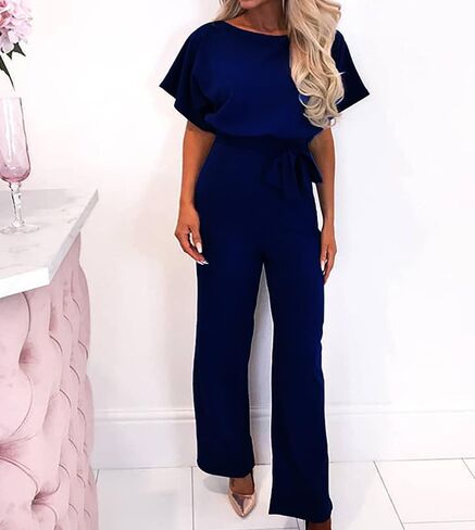 VENDAU Jumpsuits for Women Dressy Romper Pants Suits Rompers Pantsuit Jumper for Women One Piece Outfit Loose Wide Leg Casual in Saudi Arabia