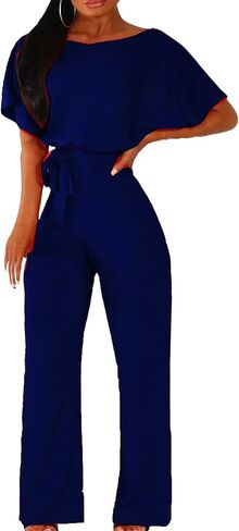 VENDAU Jumpsuits for Women Dressy Romper Pants Suits Rompers Pantsuit Jumper for Women One Piece Outfit Loose Wide Leg Casual in Saudi Arabia