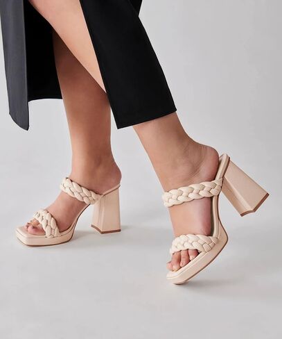 Coutgo Womens Platform Heels Chunky Heel Braided Heeled Sandals Slip on High Mules Party Summer Dress Shoes in Saudi Arabia