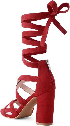 Shoe'N Tale ذو كعب عالٍ برباط وربطة عنق وكتلة مكتنزة وكعب مستدير عند الأصابع للنساء صنادل مريحة بكعب أنيق in Kuwait