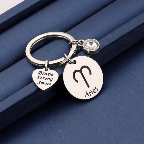 bobauna 12 Zodiac Constellation Disc Keychain Birthstone Horoscope Jewelry Astrology Gift For Family Friend in Kuwait