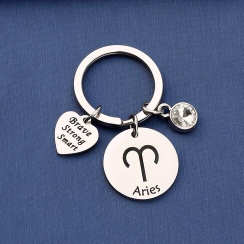 bobauna 12 Zodiac Constellation Disc Keychain Birthstone Horoscope Jewelry Astrology Gift For Family Friend in Kuwait